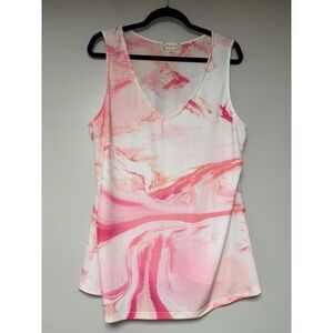 Cloth & Portrait Marble Print V Neck Sleeveless Tank Top XL
